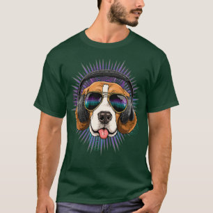 Camiseta Música Beagle Dj Con Auriculares Amantes Musicales