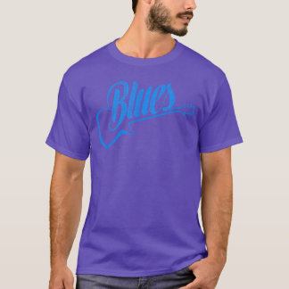 Camiseta Música Blues Guitarra Azul Vintage divertido retro