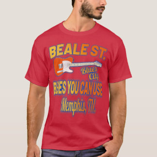 Camiseta Música Blues Memphis Beale Street USA Guitar Vinta