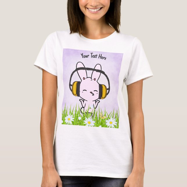 Camiseta música bunny lisen , editable (Anverso)