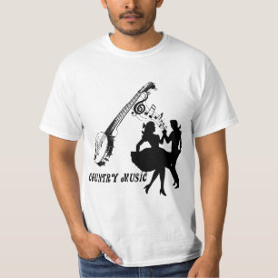 Camiseta Música campestre Banjo cuadrado bailarinas Silhoue