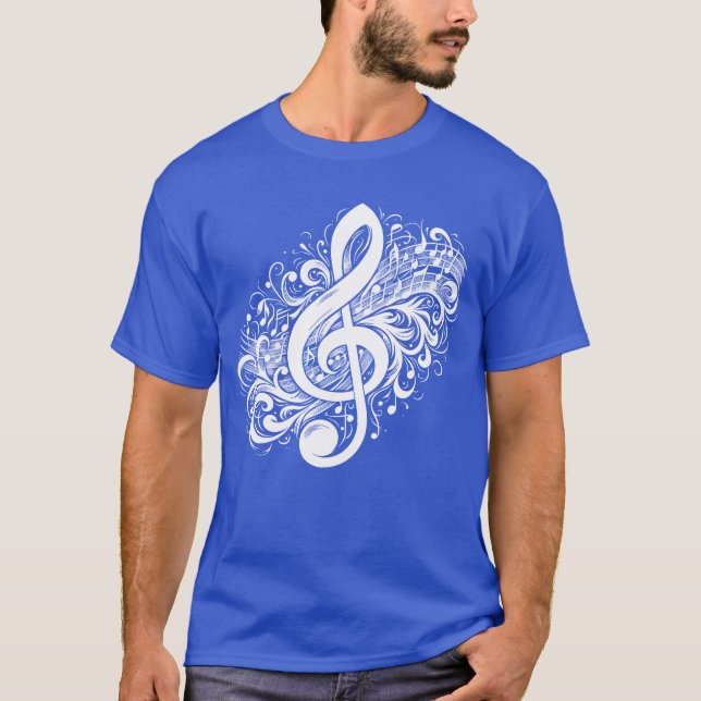 Camiseta Música Clef con chapa de época divertida (Anverso)