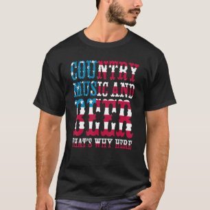 Camiseta Música country y cerveza por eso estoy aquí estado