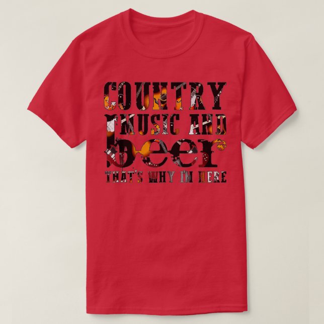 Camiseta Música country y cerveza por eso estoy aquí para F (Diseño del anverso)