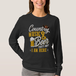 Camiseta Música Country Y Cerveza Por Eso Estoy Aquí Wester