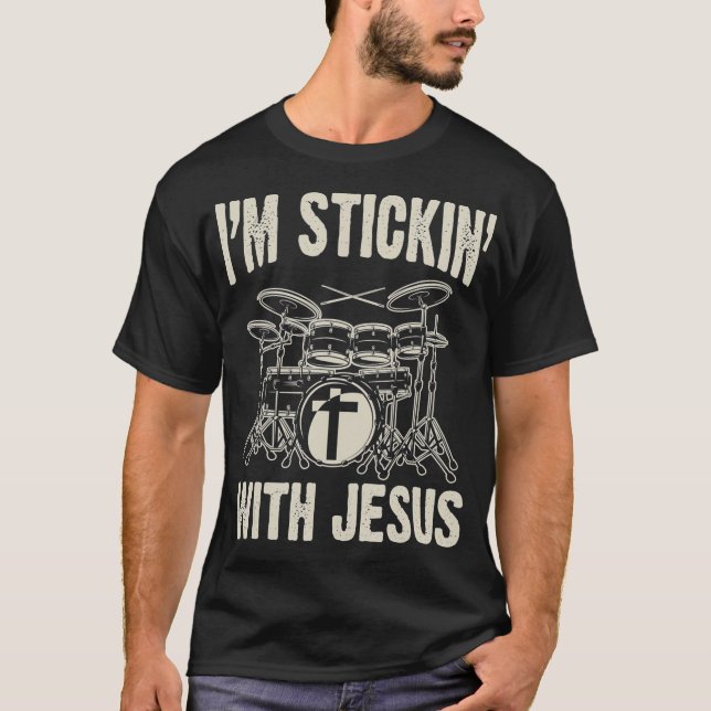 Camiseta Música cristiana Funny Drum Jesus Rock Drummer Gif (Anverso)