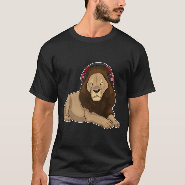 Camiseta Música de audífono de león (Anverso)