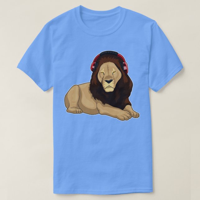 Camiseta Música de audífono de león (Diseño del anverso)