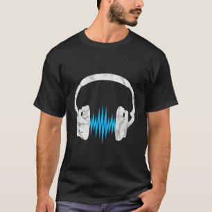 Camiseta Música de audífono Pulso Frecuencia Ola de sonido 
