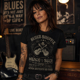 Camiseta Música de Blues Shuffle del Alma para Músicos