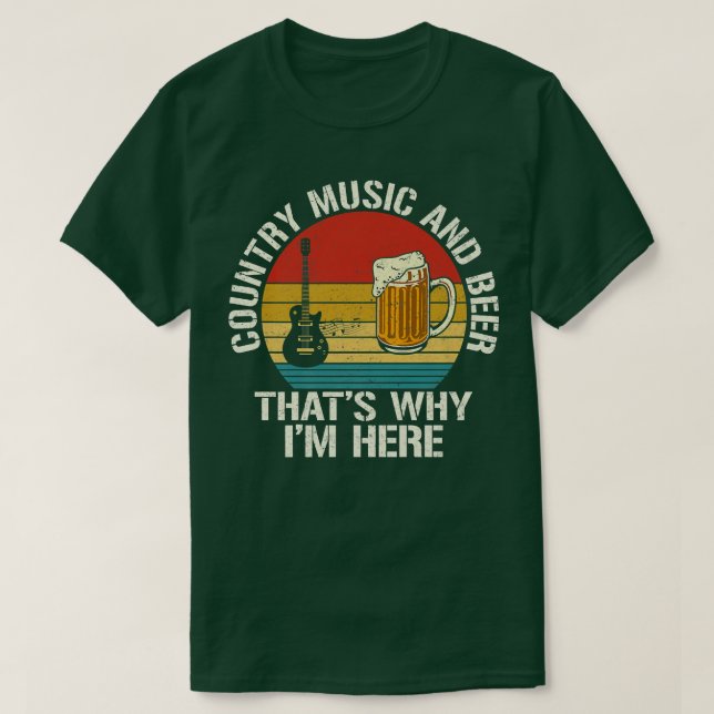 Camiseta Música de campo y cerveza por eso estoy aquí guita (Diseño del anverso)