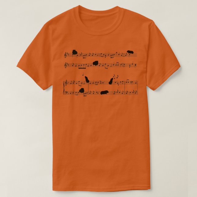 Camiseta Música de cerdos de Guinea Musical partitura de ce (Diseño del anverso)