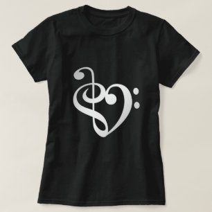 Camiseta Música de corazón plateado en forma de corazón de 