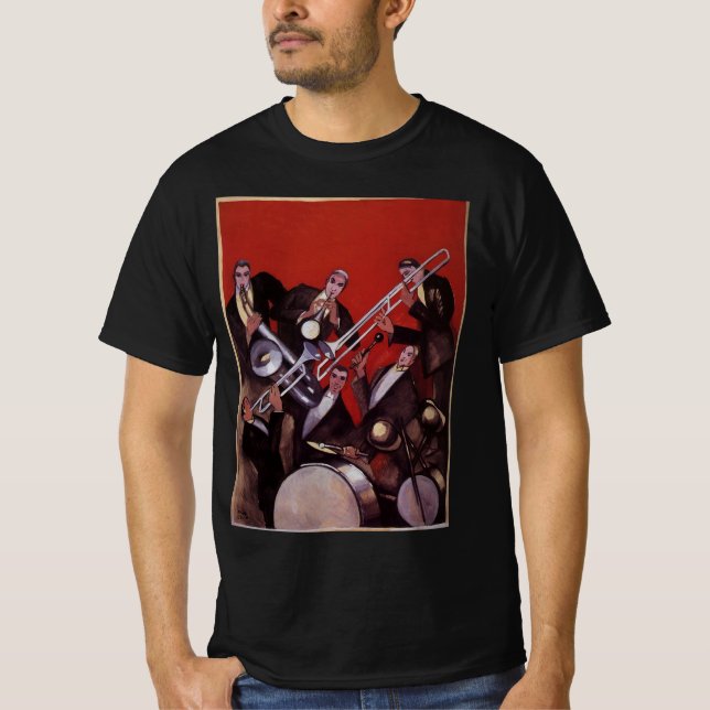 Camiseta Música de época, Banda De Jazz Musical De Estilo A (Anverso)