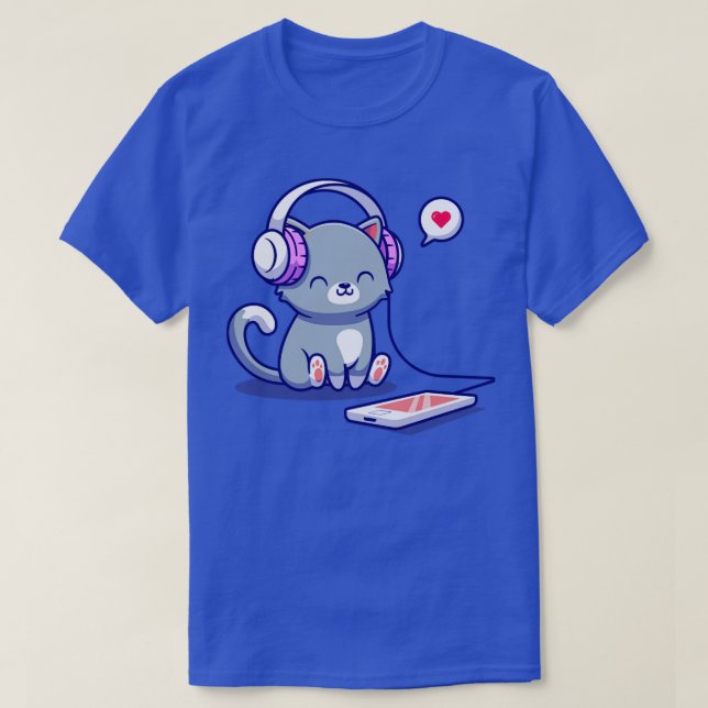 Camiseta Música de escucha de gato suave con Personalizado  (Diseño del anverso)