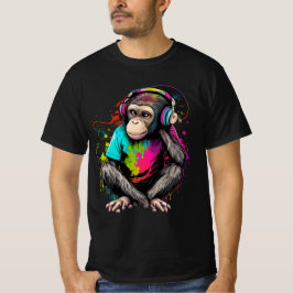 Camiseta Música de escucha de monos, música obsesionada con