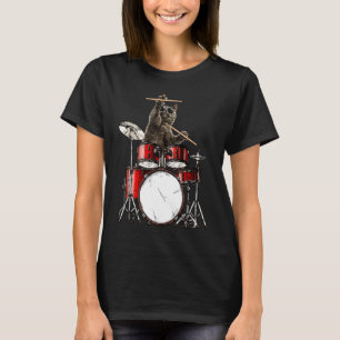 Camiseta Música de Gato Baterista  Músico  Gato Batería Gat