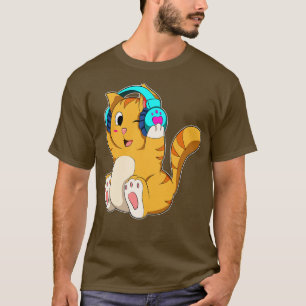 Camiseta Música de gato con audífono