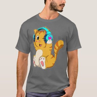Camiseta Música de gato con audífono