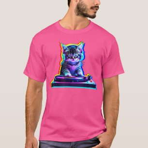 Camiseta Música de gato doméstico Dj Ilusión óptica Edm Dj