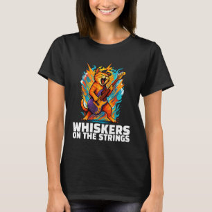 Camiseta Música de gato riff de guitarra rock bigotes en la