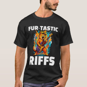 Camiseta Música de gato Riff de guitarra Rock Fur Tastic Ri