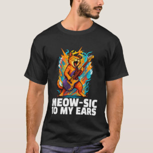 Camiseta Música de Gato Riff de Guitarra Rock Meow-sic a Mi