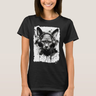 Camiseta Música de gato sin pelo Sphynx Pop Art