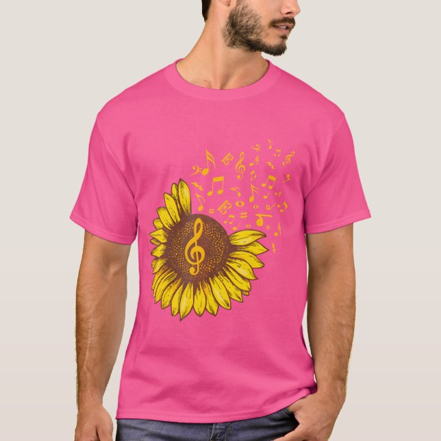Camiseta Música de girasol Nota Música Los amantes de la mú (Anverso)