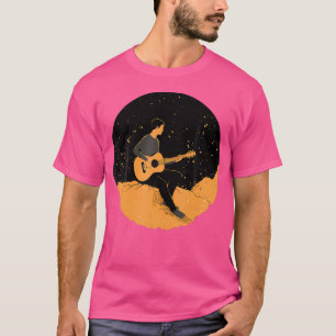 Camiseta Música de guitarra acústica de cielo nocturno mini