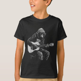 Camiseta Música de guitarra acústica de mono divertido aman