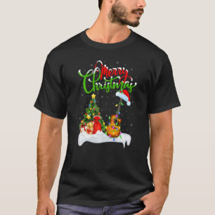 Camiseta Música de Guitarra Adornos de Navidad Santa Guitar