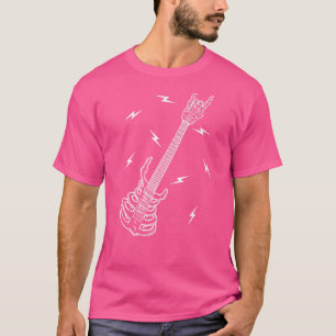 Camiseta Música de Guitarra de Esqueleto de Rock N Roll Hal