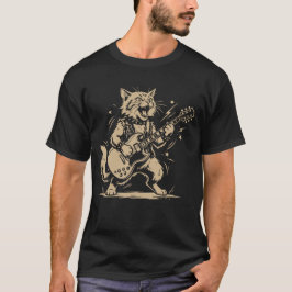 Camiseta Música de guitarra de gato Diseño de dibujos anima