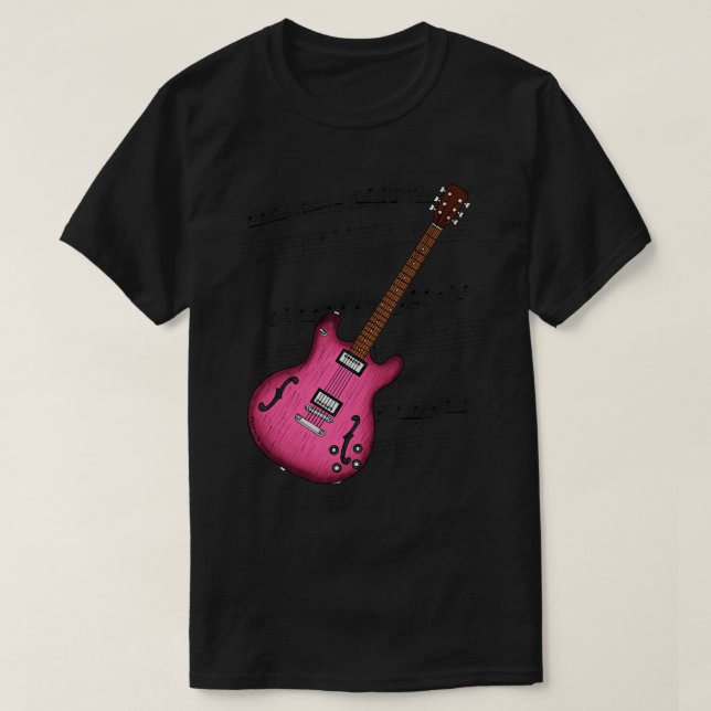 Camiseta Música de guitarra de jazz: Música de guitarra fem (Diseño del anverso)