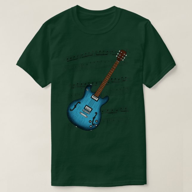 Camiseta Música de guitarra de jazz puntaje guitarrista elé (Diseño del anverso)