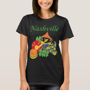 Camiseta Música de Guitarra de Nashville Retro Viaje