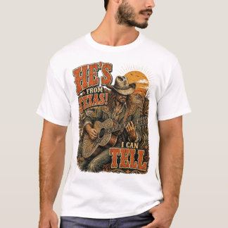 Camiseta Música de Guitarra de Vaquero de Texas