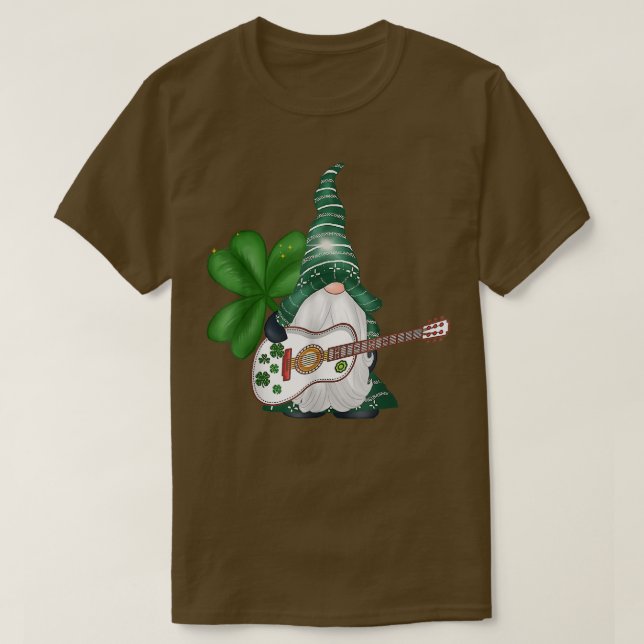 Camiseta Música de guitarra del día de San Patricio Gnomos  (Diseño del anverso)