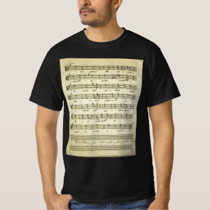 Camiseta Música de hojas antiguas, puntuación musical de 18