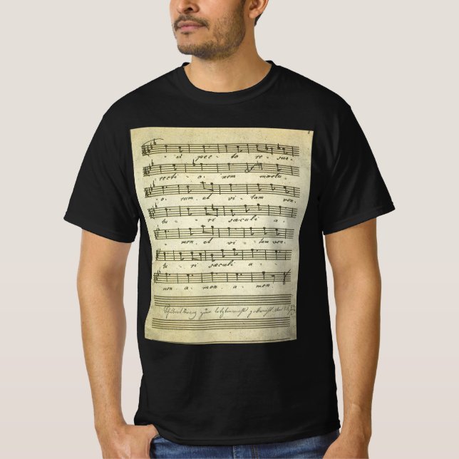 Camiseta Música de hojas antiguas, puntuación musical de 18 (Anverso)