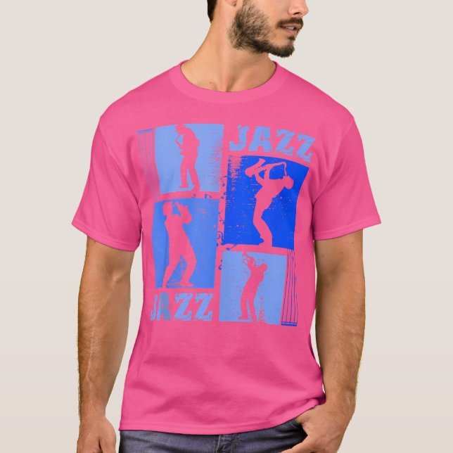 Camiseta Música De Jazz Saxofonista Azul (Anverso)