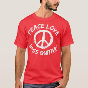 Camiseta Música de la banda Peace Love Bass Guitars bajo g