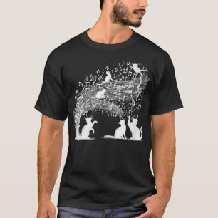 Camiseta Música de la Hoja de Gatos de la mujer, música de 