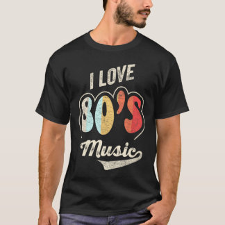 Camiseta Música de los 80 Amo Bandas de Música de los 80
