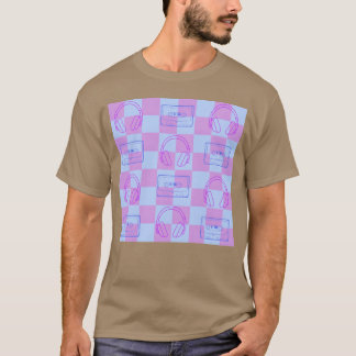 Camiseta Música de los 80s Cuadro azul y morado