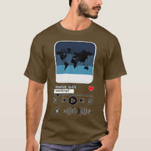 Camiseta música de mapas del mundo en reproductor de música