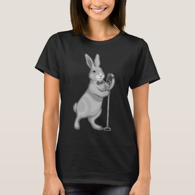 Camiseta Música de micrófono de cantante de conejo (Anverso)
