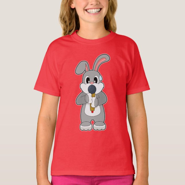 Camiseta Música de micrófono de cantante de conejo (Anverso)