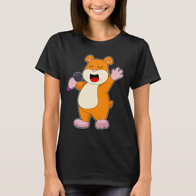 Camiseta Música de micrófono de cantante de hámster (Anverso)